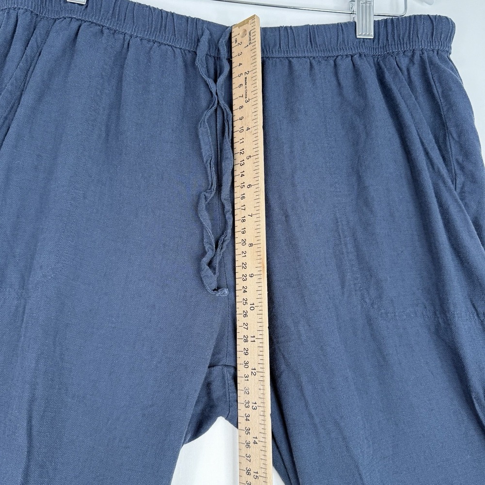 Splendid Angie Crop Wide Leg Linen Blend Pants Navy Drawstring Large - Picture 8 of 14